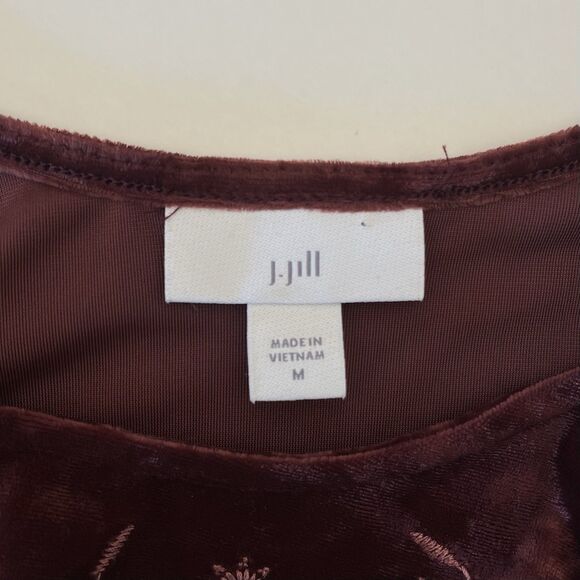 J. Jill Crushed Velvet Embroidered Tunic Top Size M Whimsigoth Holiday Witchy - Picture 8 of 10